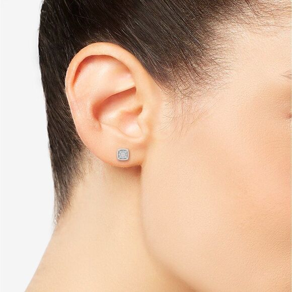 Macy's Diamond Cushion Cluster Earrings MSRP $200 - Picture 4 of 9